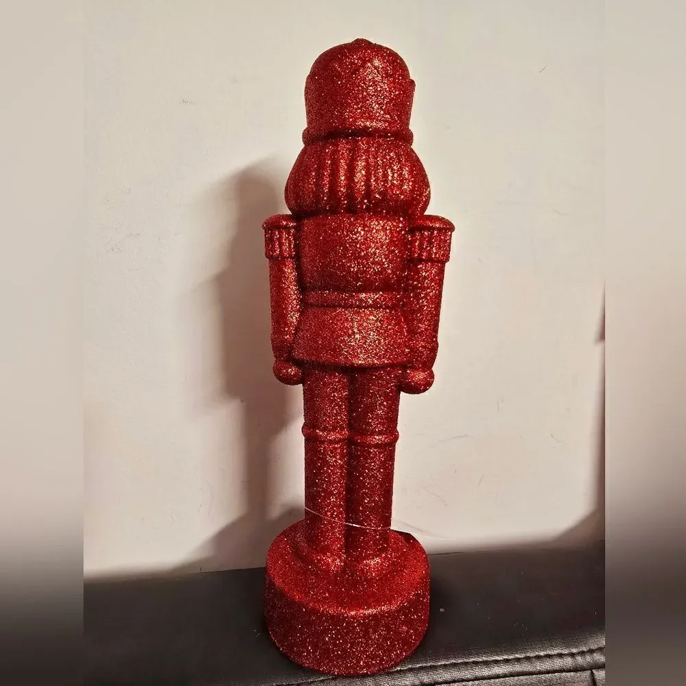 New Target 2024 Red Glittered Christmas Decorative Nutcracker, 11.5 in H